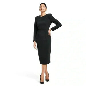 NWOT Sergio Hudson Womens Strong‎ Shoulder Black Dress